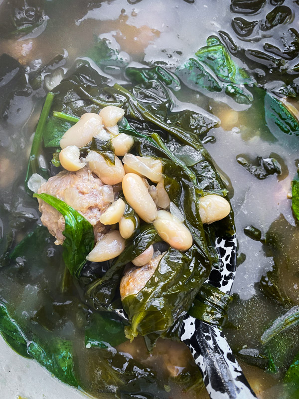 Sausage White Bean Soup is a weeknight staple during the colder months. Find the recipe on Shutterbean.com