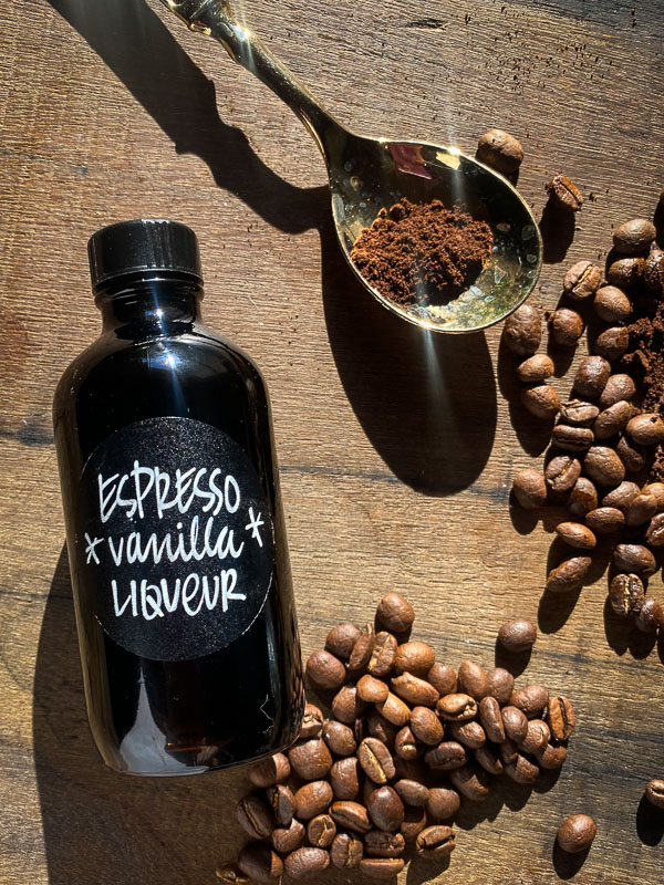 Espresso Vanilla Liqueur- make your own with vodka, espresso beans & vanilla. Find the recipe on Shutterbean.com