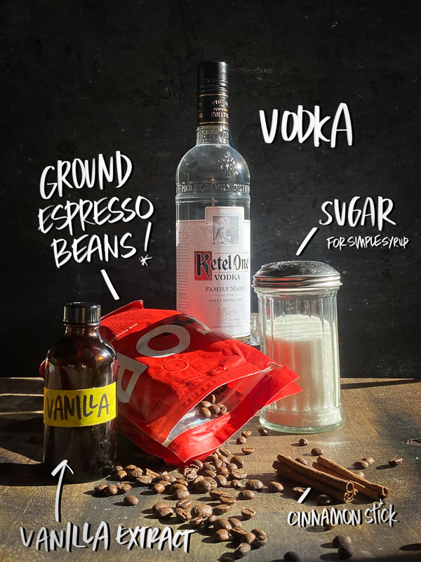 Espresso Vanilla Liqueur- make your own with vodka, espresso beans & vanilla. Find the recipe on Shutterbean.com