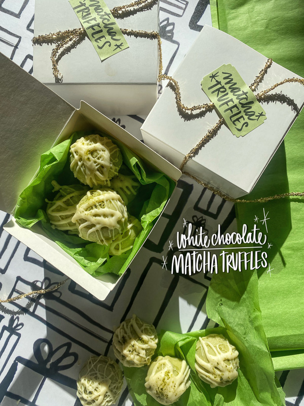 White Chocolate Matcha Truffles- a wonderful addition to your holiday gift giving arsenal! Find the recipe on Shutterbean.com