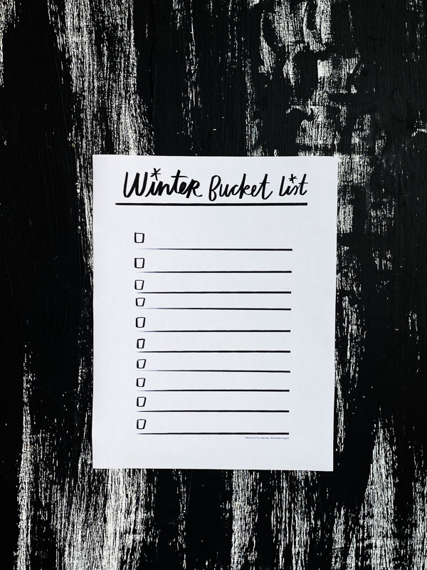 Winter Bucket List printable by Tracy Benjamin of Shutterbean.com