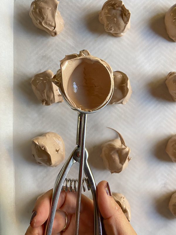 Mocha Meringues with chocolate chips inside! Find this gluten free recipe on Shutterbean.com!