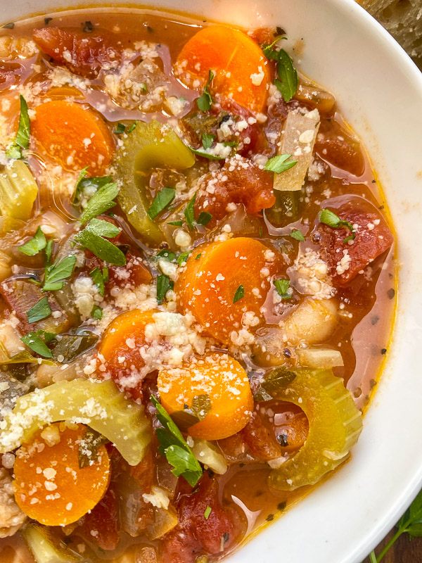 Minestrone Soup will give you a big dose of vegetables! Pair it with some crusty bread and you're all set! Find the recipe by Tracy Benjamin on Shutterbean.com