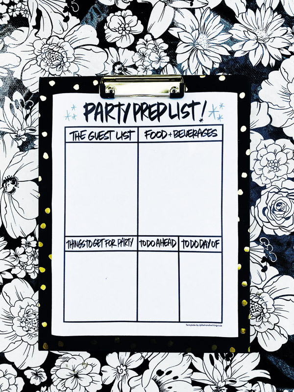 Party Planning List by Tracy Benjamin of @shutterbean and @thehandwritingclub Find the printable on Etsy!