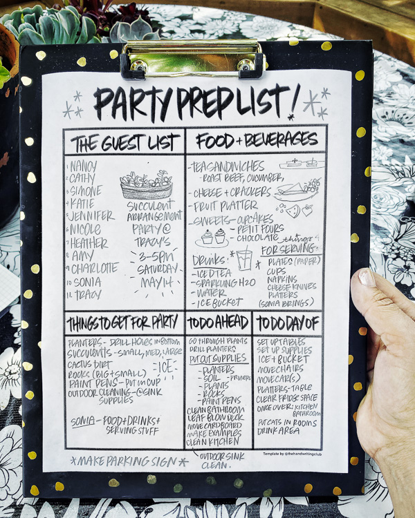 Party Planning List by Tracy Benjamin of @shutterbean and @thehandwritingclub Find the printable on Etsy!