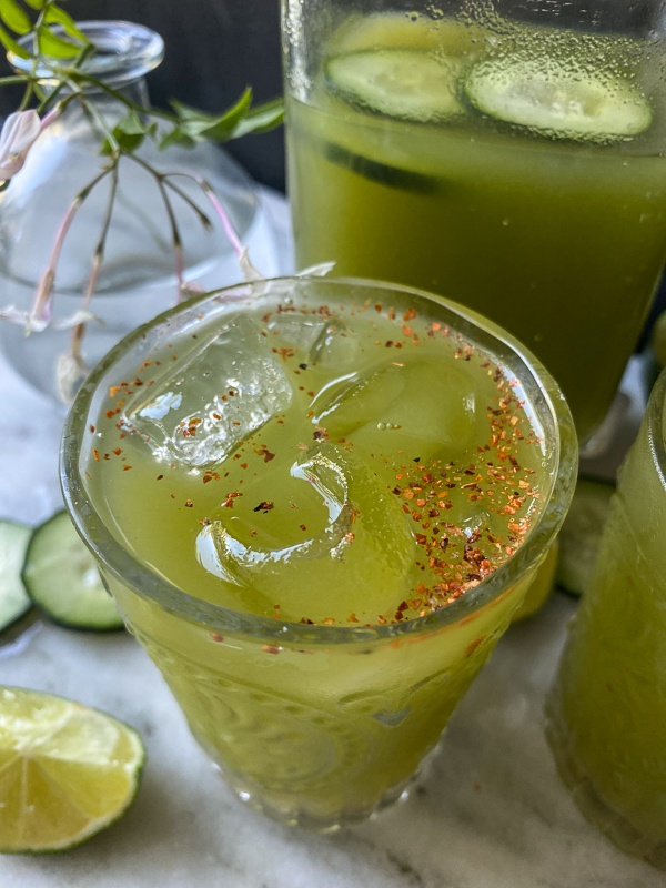 Spicy Cucumber Limeade is a refreshing way to enjoy cucumbers and limes! Find this mocktail recipe on Shutterbean.com