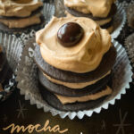 Mocha Icebox Cupcakes - layers for mocha whipped cream with chocolate wafers! A great make-ahead dessert for a party! Find the recipe on Shutterbean.com