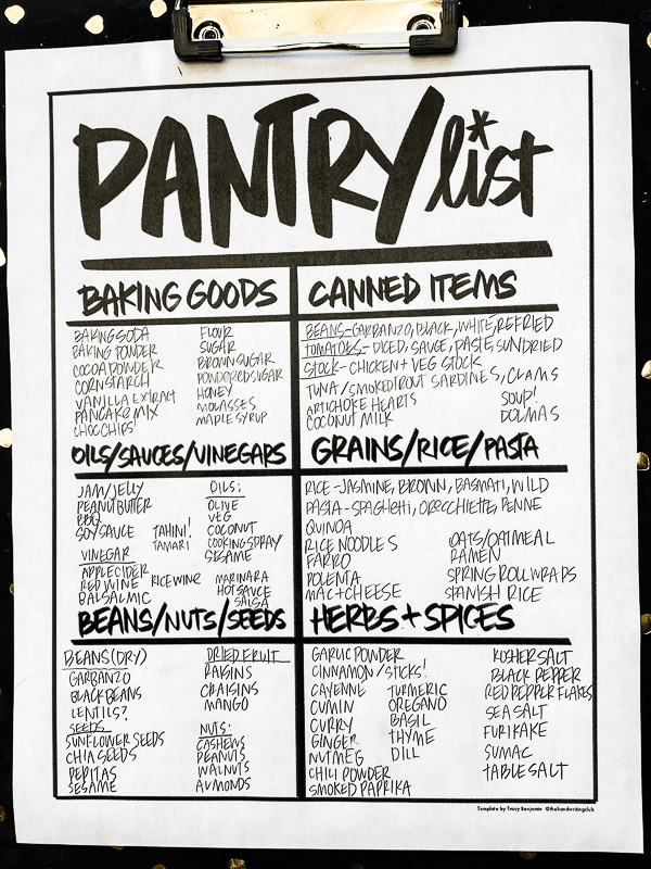 Pantry List Printable by Tracy Benjamin of Shutterbean and The Handwriting Club
