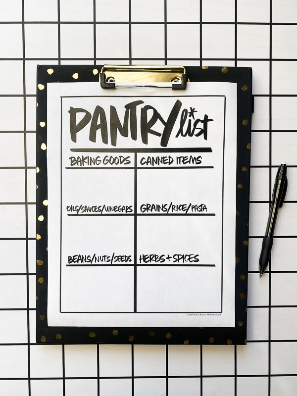 Pantry List Printable by Tracy Benjamin of Shutterbean and The Handwriting Club