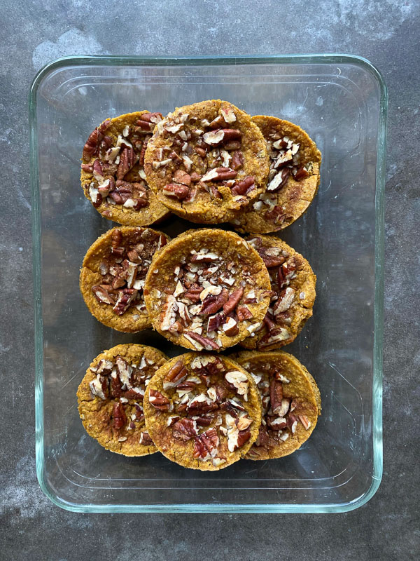 Baked Pumpkin Oatmeal Cups are a portable breakfast dream come true! Find the recipe on Shutterbean.com