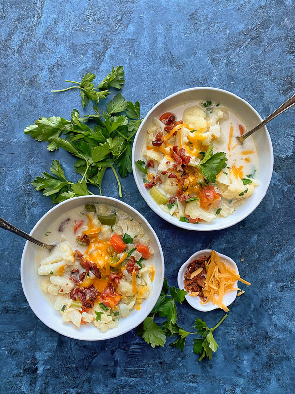 A light yet hearty dinner- Cauliflower Chowder! Find the recipe on Shutterbean.com