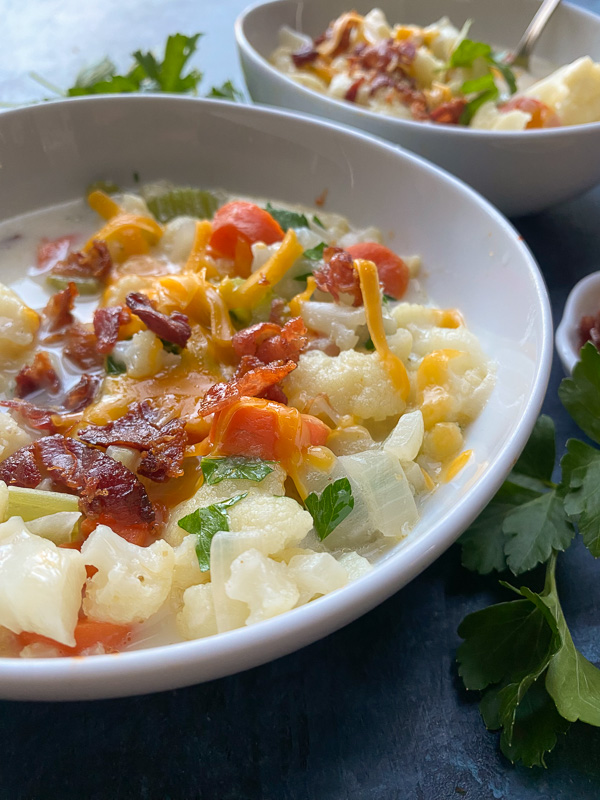 A light yet hearty dinner- Cauliflower Chowder! Find the recipe on Shutterbean.com