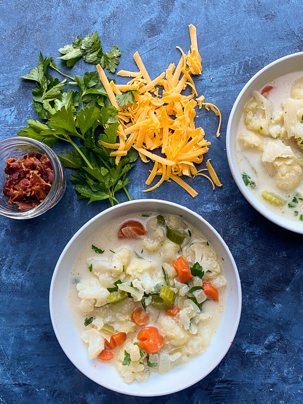 A light yet hearty dinner- Cauliflower Chowder! Find the recipe on Shutterbean.com