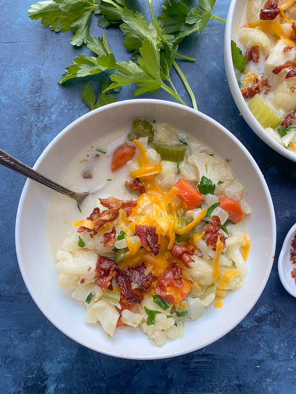 A light yet hearty dinner- Cauliflower Chowder! Find the recipe on Shutterbean.com