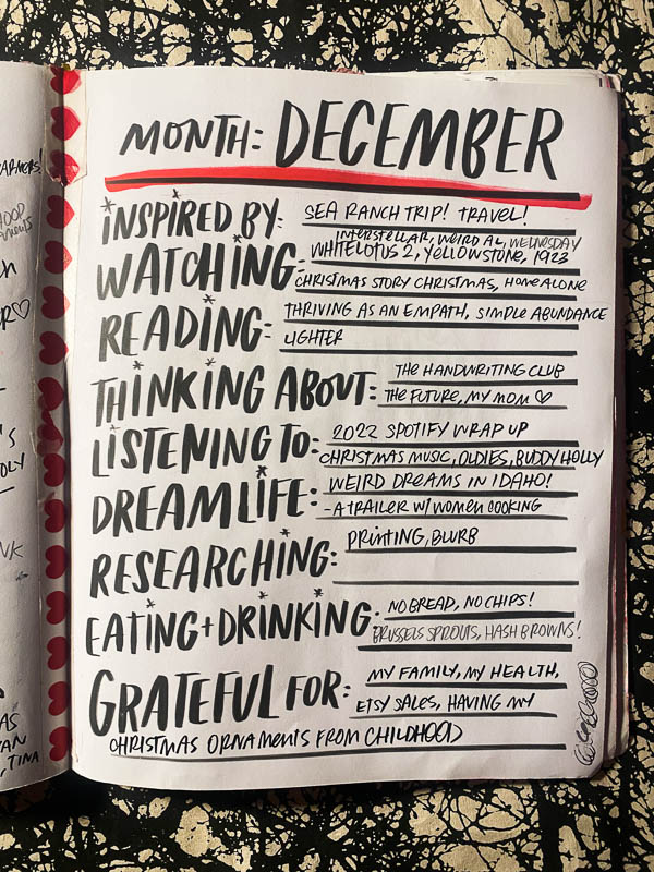 Currently December 2022- from the Currently Workbook by Tracy Benjamin of Shutterbean.com