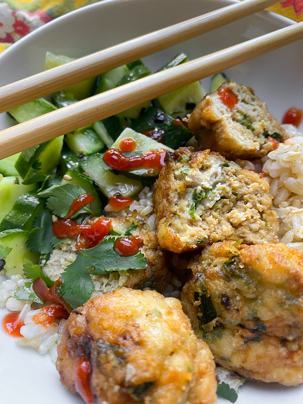 Spice up your weeknight with Chicken Cilantro Meatballs. They're great prepped ahead for soup, noodles & salads. Find the recipe on Shutterbean.com 