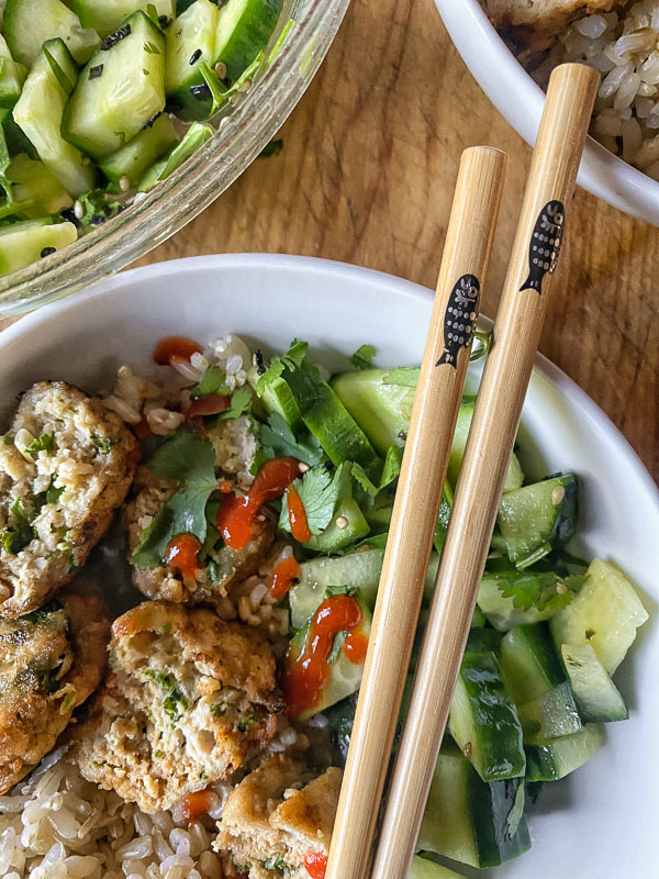 Spice up your weeknight with Chicken Cilantro Meatballs. They're great prepped ahead for soup, noodles & salads. Find the recipe on Shutterbean.com 