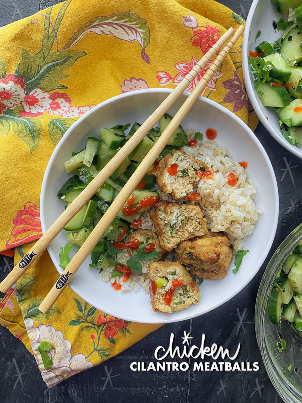 Spice up your weeknight with Chicken Cilantro Meatballs. They're great prepped ahead for soup, noodles & salads. Find the recipe on Shutterbean.com 