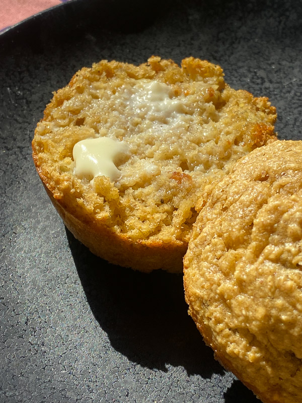 Peanut Butter Oat Muffins are made with oats and no flour! Find the recipe on Shutterbean.com