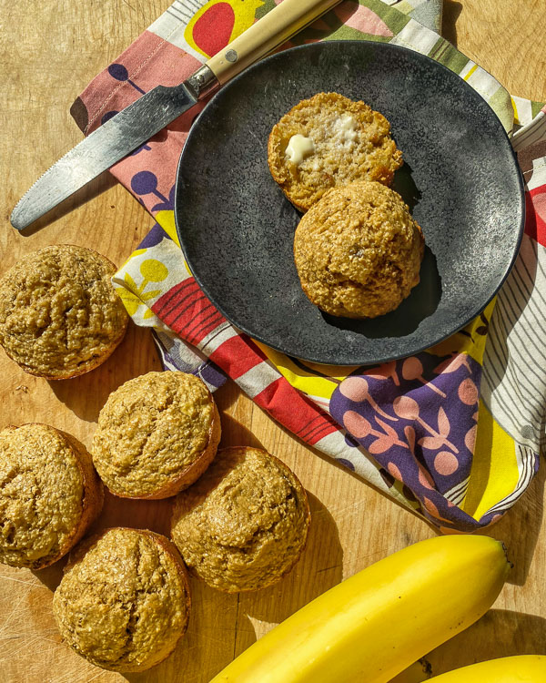 Peanut Butter Oat Muffins are made with oats and no flour! Find the recipe on Shutterbean.com