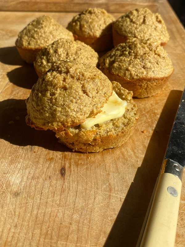 Peanut Butter Oat Muffins are made with oats and no flour! Find the recipe on Shutterbean.com