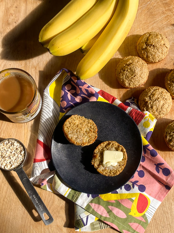 Peanut Butter Oat Muffins are made with oats and no flour! Find the recipe on Shutterbean.com