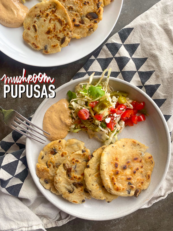 Mushroom Pupusas are a great vegetarian/gluten free meal for you and your family. Find the recipe on Shutterbean.com