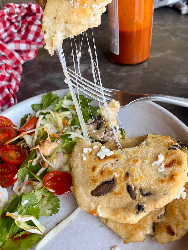 Mushroom Pupusas are a great vegetarian/gluten free meal for you and your family. Find the recipe on Shutterbean.com