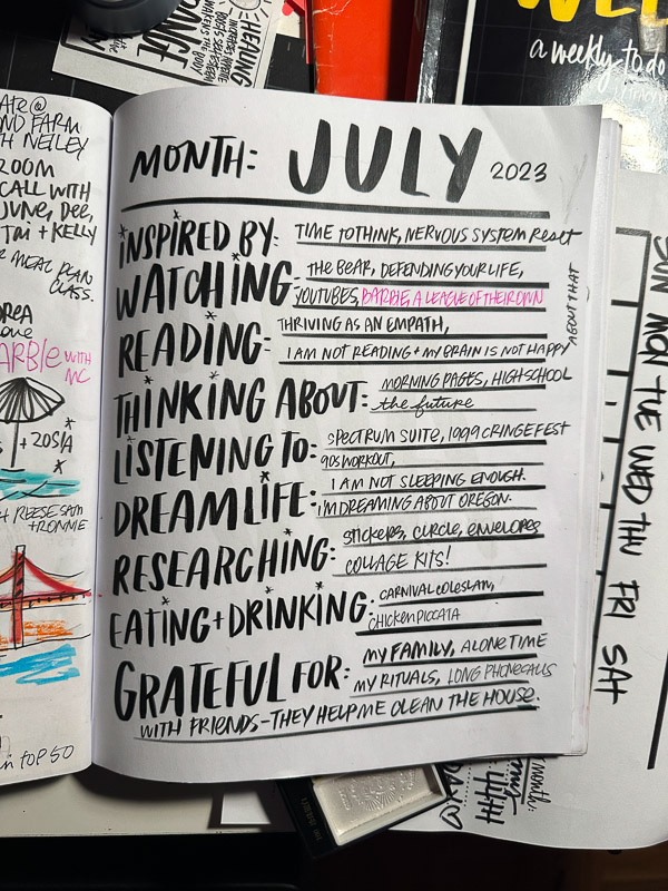 Currently July 2023- from the Currently Workbook by Tracy Benjamin of Shutterbean.com