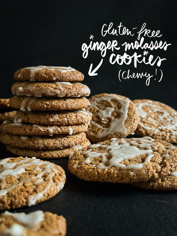 Gluten Free Chewy Ginger Molasses Cookies are made with a combo of oat, almond and gluten free flour! Find the recipe on Shutterbean.com