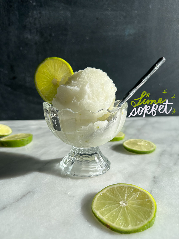 Lime Sorbet is delightfully refreshing! Find the recipe for this frozen treat on Shutterbean.com