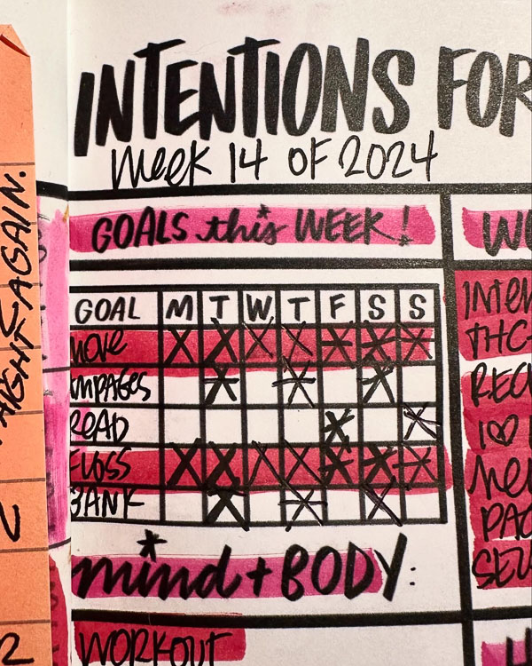 Intentions for the Week Planner